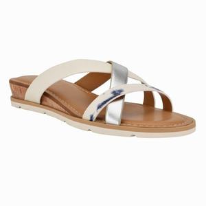 Nine West Dallan Wedge Slides - Beige/Silver - Ireland (FW8254691)